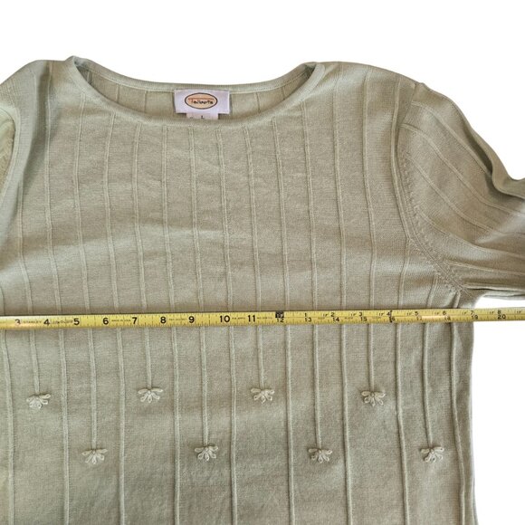 Talbots Light Green Embroidered Sweater L Silk-Cotton-Cashmere Blend - Picture 6 of 7